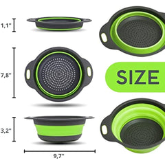 Round Collapsible Colander with Plastic Handles Round Silicone Kitchen Strainers Foldable Kitchen Strainer Perfect for Draining Pasta Vegetable and Fruit (Multicolor) (1 pcs)