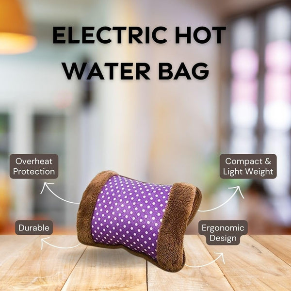 Velvet Electric Hot Water Bag - Gel Hot Water Bag with Charging Cable for Pain Relief, Heating Pad for Back & Muscle Pain, Soothing Heat Therapy for Comfort.