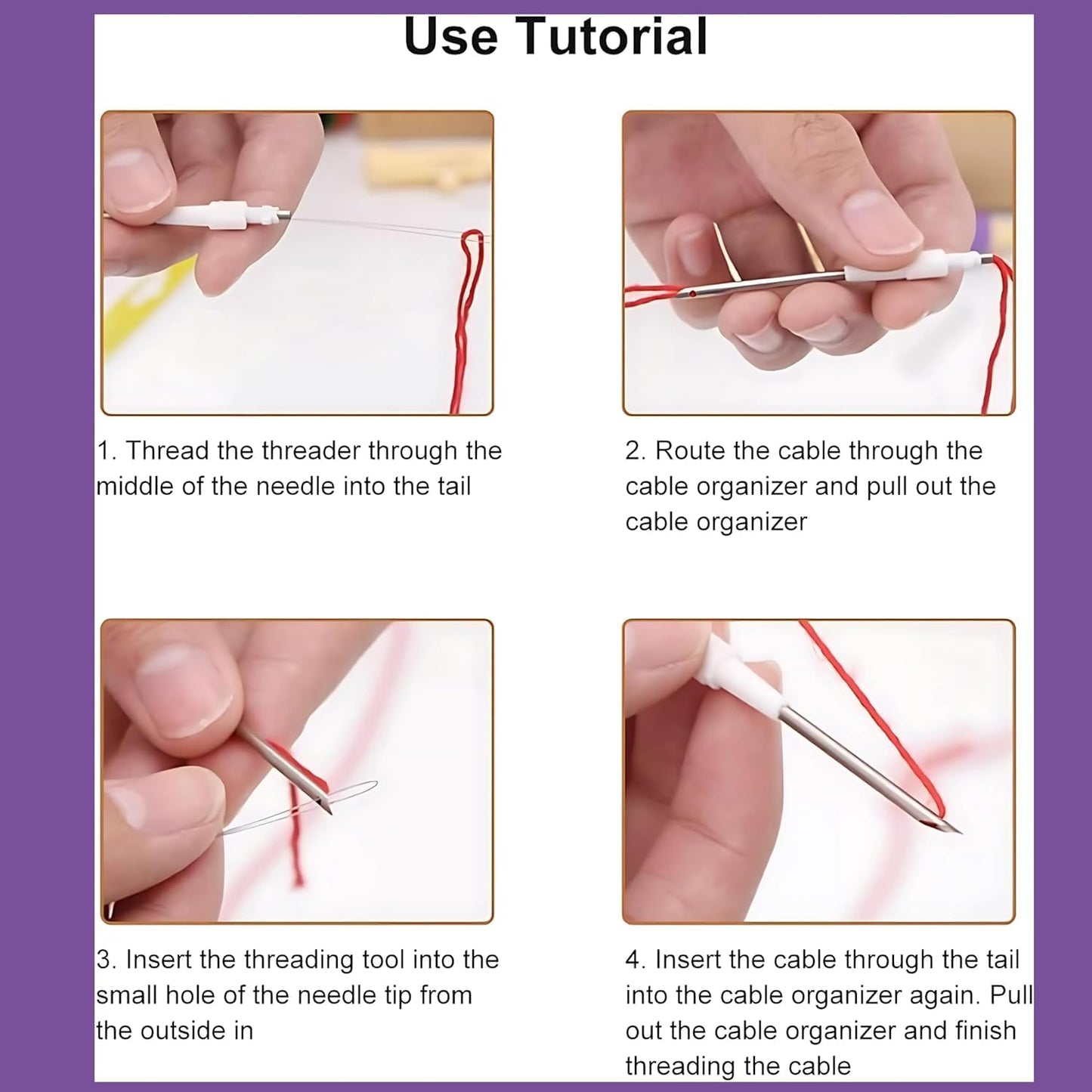 1 Set Punch Needle Set for Beginners - 3 Needle Sizes Threader, Embroidery Pen with Instructions - DIY Craft & Embroidery Tool,Sewing, Knitting, Embroidery Needle Punch (1 Set --- Purple punch needle set for embroidery)