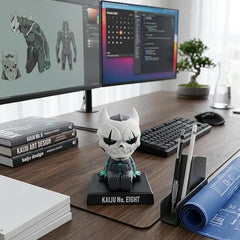 Super Hero_Zenitsu_Demon Slayer Action Figure Limited Edition Bobblehead with Mobile Holder for Car Dashboard, Office Desk & Study Table (Pack of 1) (Black-Kaiju 8)