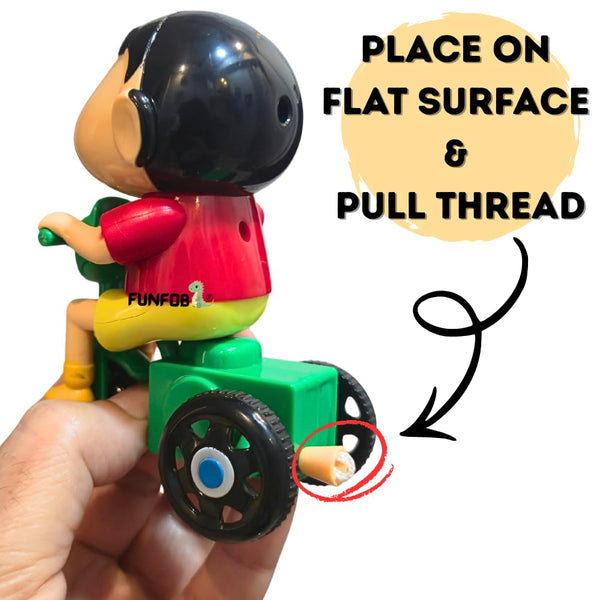 Shinchan Moving Toy | Shinchan Action Figure Length-10cm PVC Multicolour | Shin-chan - Cycle Moving