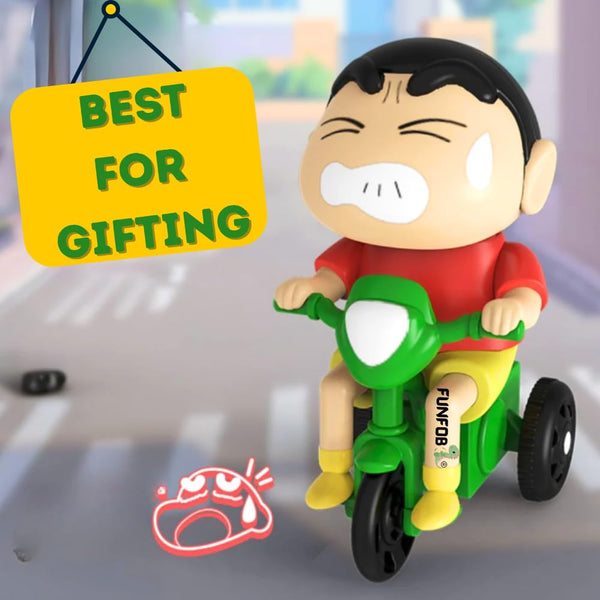 Shinchan Moving Toy | Shinchan Action Figure Length-10cm PVC Multicolour | Shin-chan - Cycle Moving