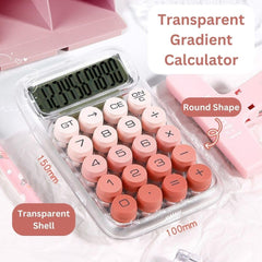 Transparent Desk Calculator with Pastel Mechanical Buttons with 10 Digit Display