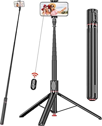 Selfie Stick Tripod, All-in-1 Aluminum Celly Phone Selfie Stick for iPhone Android with Remote,Travel Tripod,Video Recording, Vlogging, Live Streaming