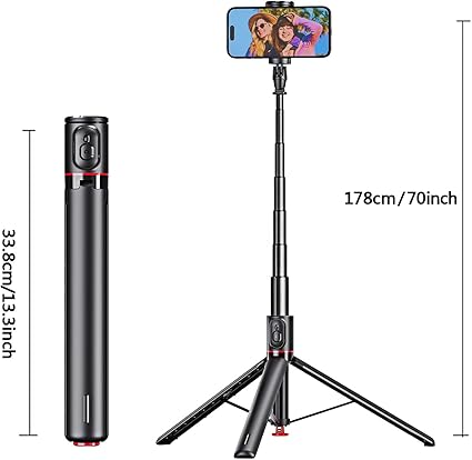 Selfie Stick Tripod, All-in-1 Aluminum Celly Phone Selfie Stick for iPhone Android with Remote,Travel Tripod,Video Recording, Vlogging, Live Streaming