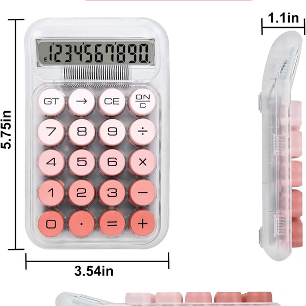 Transparent Desk Calculator with Pastel Mechanical Buttons with 10 Digit Display
