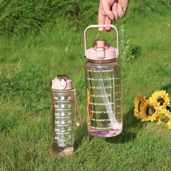 Water Bottle Set of 3 2000 ml Bottle With Drinking Glass  (Pack of 1, Multicolor, Silicone, Plastic) Leak proof 3PCS