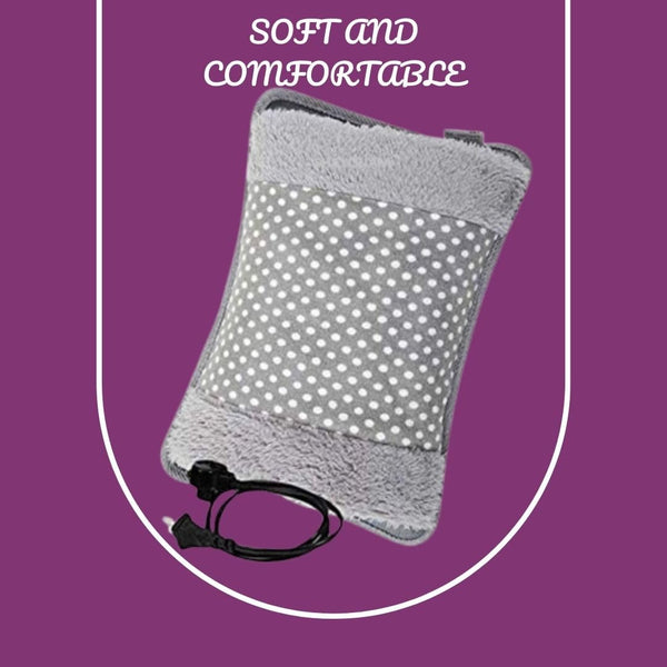Velvet Electric Hot Water Bag - Gel Hot Water Bag with Charging Cable for Pain Relief, Heating Pad for Back & Muscle Pain, Soothing Heat Therapy for Comfort.