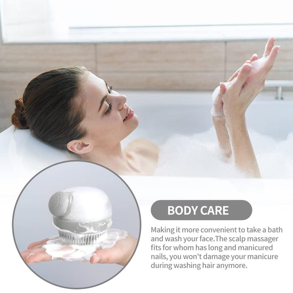 Head Scalp Massager Shampoo Brush | Gentle Silicone Hair Scalp Scrubber for Relaxing Massage | Dandruff Removal Shampoo Lathering, Hair Care, Spa, Shower, and Stress Relief