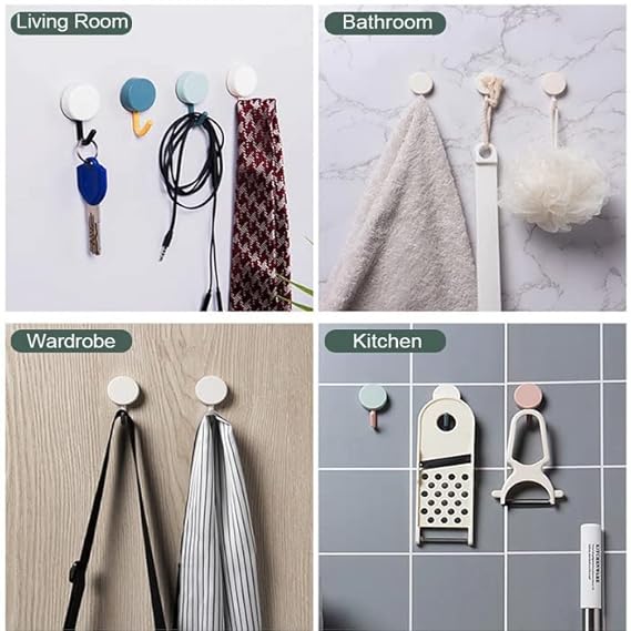 Adhesive Wall Hooks for Hanging, Kitchen, Bathroom, Decoration, Utility Hooks for Hanging Photo Frame, Utensils & Clothes