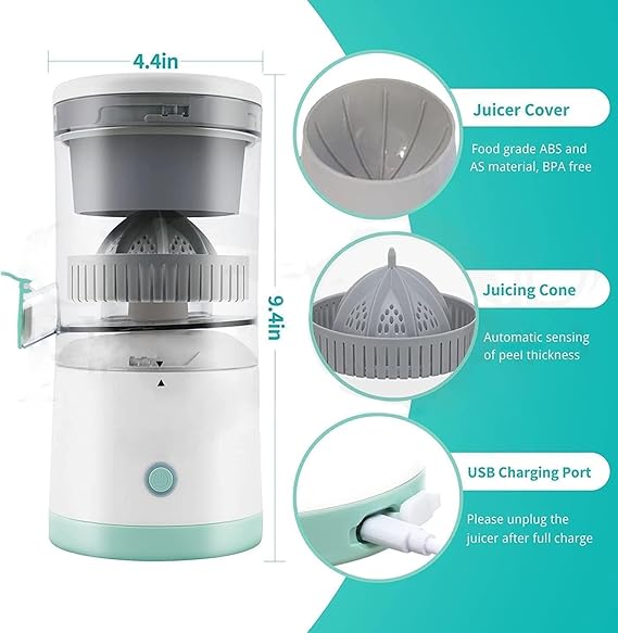 VSG Citrus Juicer Electric Orange Juicer Machine, Wireless Citrus Press Juicer, Manual Mosambi Juice Maker, Instant Juice Machine For Fruit, Mini Portable Juicers, 200ML Capacity - 45W (6 Months Warranty)