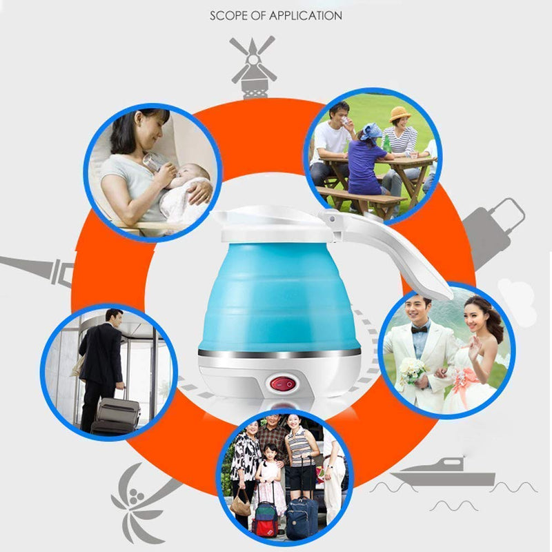Portable Folding Silicone Water Kettle 1L Water Pot Outdoor Camping Travelling Hiking Kitchen Tools Tea Coffee Kettle Multi-Color (Set of 1) (MultiColor)