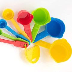 Plastic Measuring Cups and Spoons for Kitchen Cake Baking and Cooking Teaspoon Tablespoon Spoon Accessories Tools Set Multicoloured, 8 Pcs,