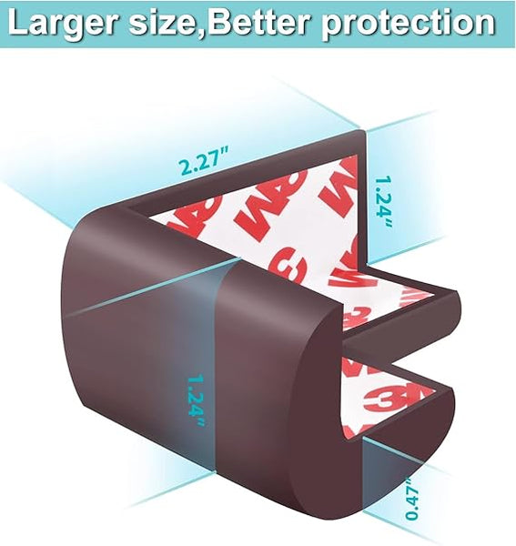 Corner Protectors Baby Proof, Furniture Corner and Edge Safety Bumpers, Soft Rubber Foam Cushion Covers, 3M Taped Corner Guards, Baby Child Proofing Pads, Table Corner Protectors, Brown 10pc