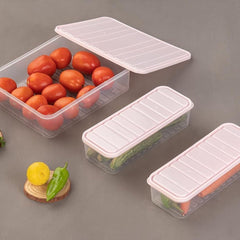 Plastic Food Storage Boxes with Secure Lid 3-pc Set (1×2500 ML 2×1200 ML) – Airtight Containers for Kitchen Fridge to Store Dry Fruits Vegetables Meat Fish & More