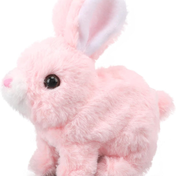 Hopping Walking Bunny Toy with Sounds, Jumping Rabbit Wiggling Ears, Twitching Mouth and Nose, Educational Interactive Bunny Rabbit Toy for Baby Kids