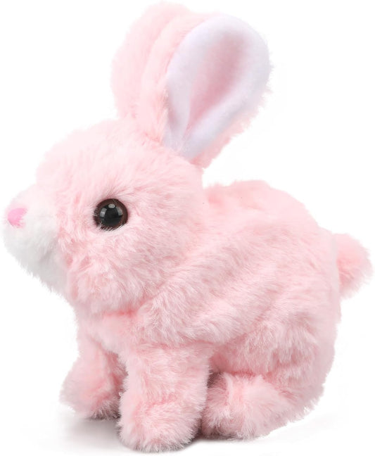Hopping Walking Bunny Toy with Sounds, Jumping Rabbit Wiggling Ears, Twitching Mouth and Nose, Educational Interactive Bunny Rabbit Toy for Baby Kids