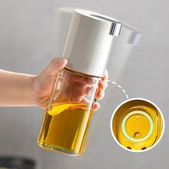 Glass Oil Dispenser Bottle with Precise Pour Spout, 500ml, Kitchen Cooking Oil Container, Silver