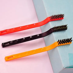3pc Mini Wire Brush Set Brass Nylon Stainless Steel Bristles Household Cleaning Brush for Gas Stove, Smoke Machine Tool Burner Tiles Tap Rust Removal Welding Slag Dirt & Paint Scrubbing