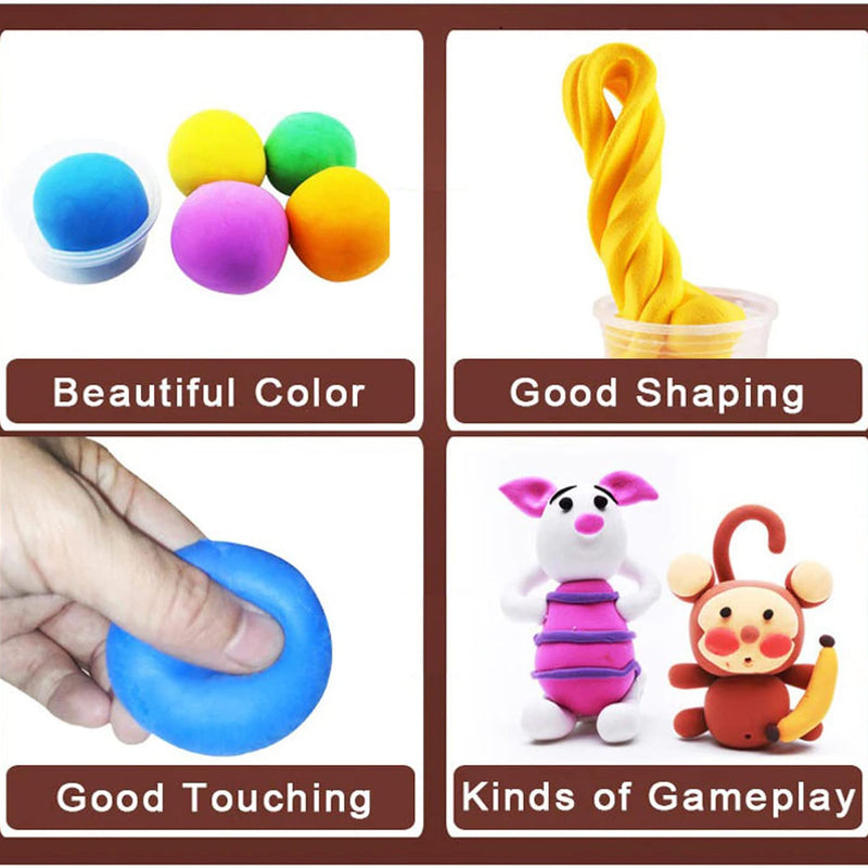 Super Clay 12Pc Air Dry Clay for Kids with Sculpting Tools - Creative Art & Crafts Play Dough Birthday Return Gift for Boys and Girls