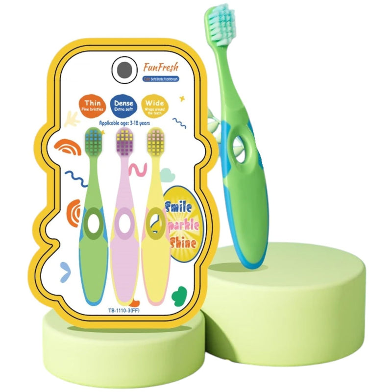 Kids Toothbrush Cute Tooth Brush, Pack of 3 Pcs, PBT Soft Bristles Toothbrush for 3-6 Years Old Children, Manual Toothbrush for Kids (Multicolor)
