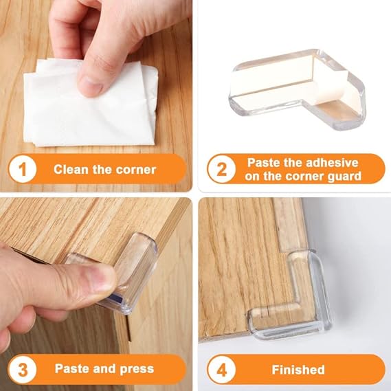 Corner Protector for Baby Soft Transparent Table Corner Guards & Edge Protectors for Sharp Edges, Furniture & Bed Corners (4psc)
