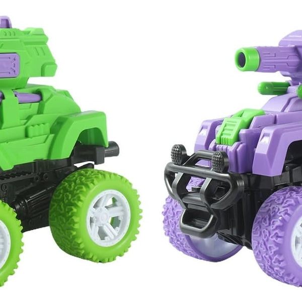Sky Tech® Monster Tank Launcher Car Truck Friction Powered Cars Toy Monster Toys for Boys 3-7 Years Old 360 Degree Stunt 4wd Push go Truck for Toddlers Kids Gift