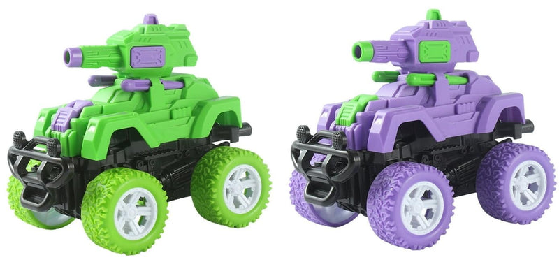 Sky Tech® Monster Tank Launcher Car Truck Friction Powered Cars Toy Monster Toys for Boys 3-7 Years Old 360 Degree Stunt 4wd Push go Truck for Toddlers Kids Gift