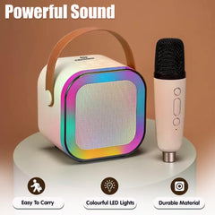 Rechargeable Karaoke Mic with Speaker for Singing | Wireless Mini Portable Bluetooth Speaker with Microphone & LED Lights | Cute Birthday Gift for Kids Musical Toys for Boys, Girls and Adults