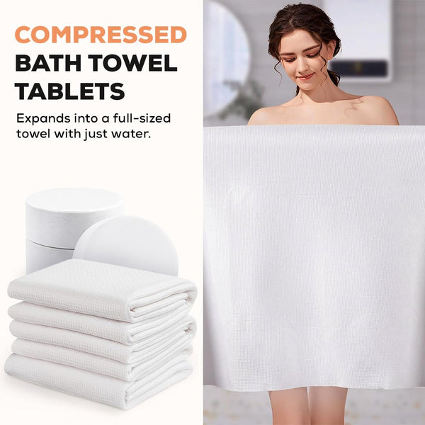Soft Compressed Towel Tablets | Mini Portable Cotton Towels for Face & Body | Facial Disposable Towels, Makeup Remover, Chemical-Free, for Travel, Home, Gym, Camping & Outdoor Use