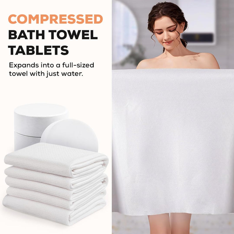 Soft Compressed Towel Tablets | Mini Portable Cotton Towels for Face & Body | Facial Disposable Towels, Makeup Remover, Chemical-Free, for Travel, Home, Gym, Camping & Outdoor Use