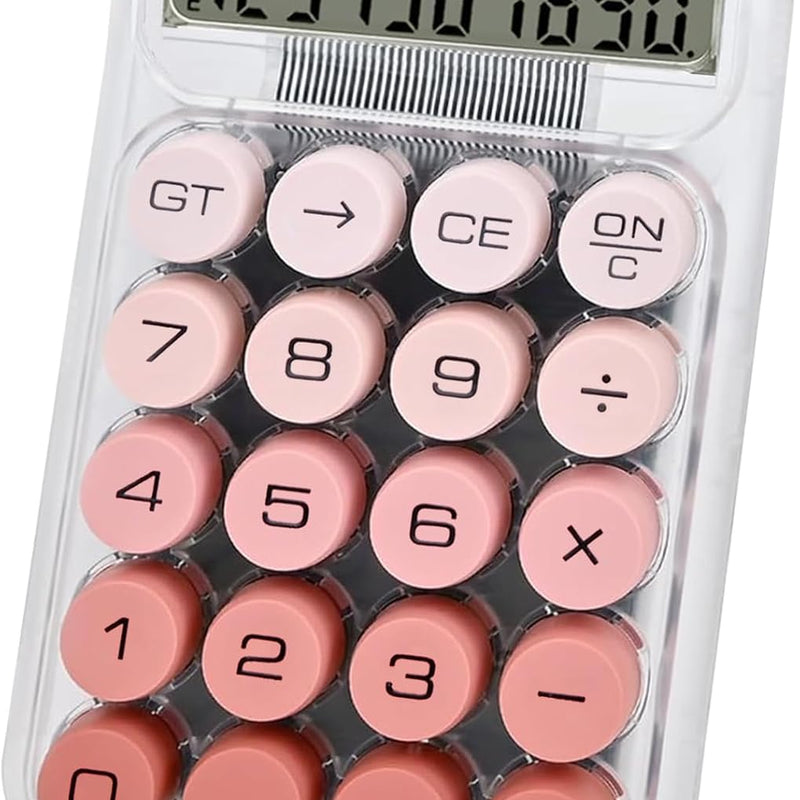 Transparent Desk Calculator with Pastel Mechanical Buttons with 10 Digit Display