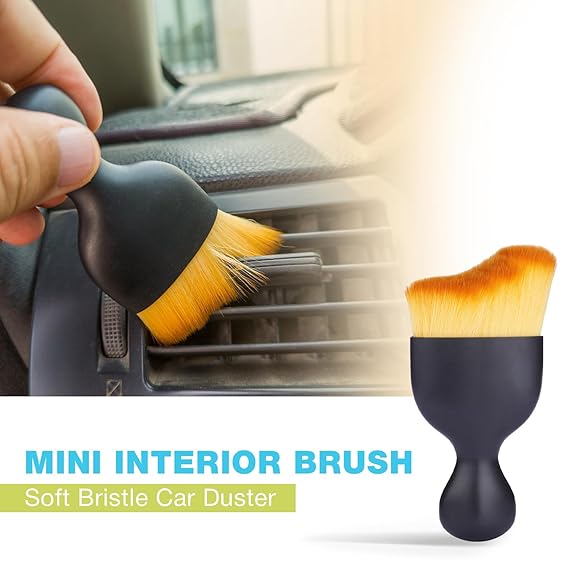 Mini Car Cleaning Brush with Handle and Dust Cover Car AC Vent Cleaner Dashboard Cleaner Accessories for Detailing Brush Multipurpose Gadget Cleaner Car Duster Brush (Pack of 2)