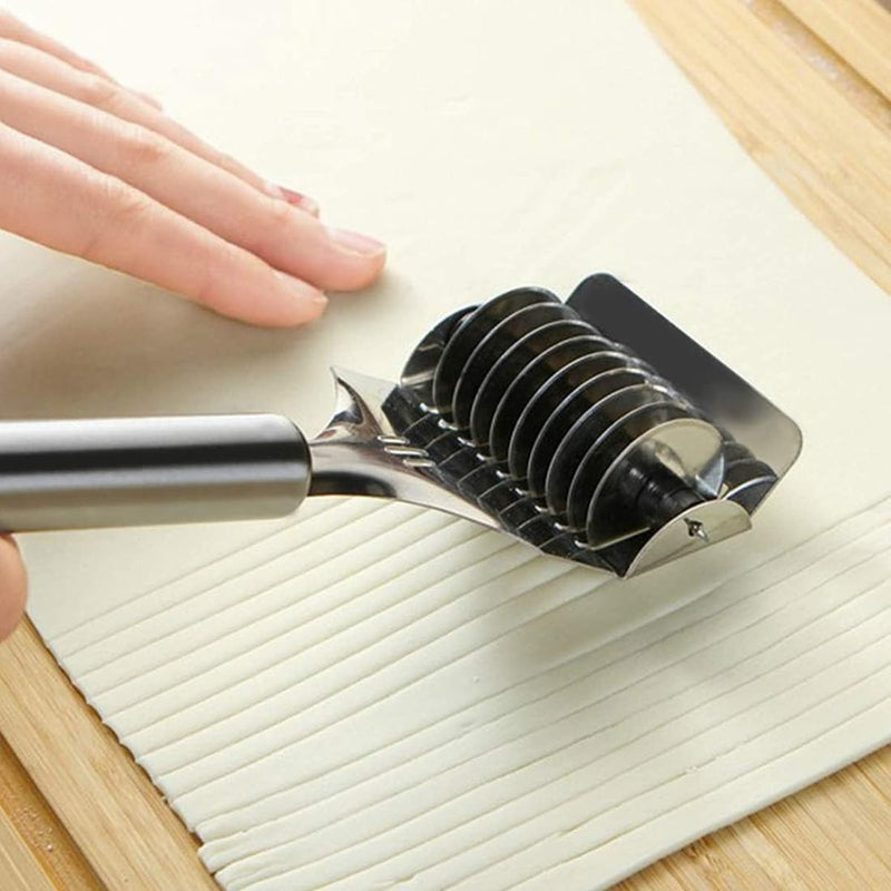 Stainless Steel Noodle Lattice Roller | Handheld Dough Cutter Kitchen Tools Baking Pastry Tool for Noodle Cutter Roller