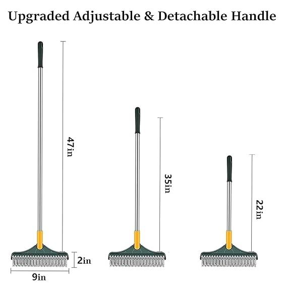 Bathroom Cleaning Brush with Wiper | Long Handle Floor Cleaner with 180° Rotating Head | Tile, Wall & Toilet Cleaning Brush | Tough Bristles for Bathroom & Tiles (2 in 1 Tiles Brush)