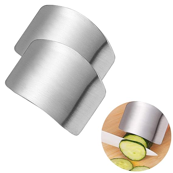 2 PCs Finger Guard For Cutting Kitchen Tool Finger Guard Stainless Steel Finger Protector Avoid Hurting When Slicing and Dicing Kitchen Safe Chop Cut Tool