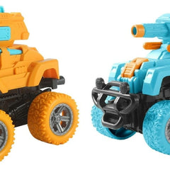 Sky Tech® Monster Tank Launcher Car Truck Friction Powered Cars Toy Monster Toys for Boys 3-7 Years Old 360 Degree Stunt 4wd Push go Truck for Toddlers Kids Gift