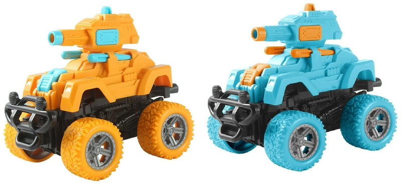Sky Tech® Monster Tank Launcher Car Truck Friction Powered Cars Toy Monster Toys for Boys 3-7 Years Old 360 Degree Stunt 4wd Push go Truck for Toddlers Kids Gift