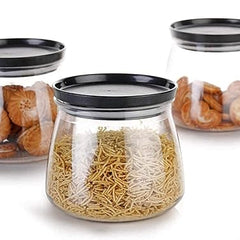 Airtight Container Jar 900ml Set of 6 for Kitchen | Kitchen Organizer Container Set Items| Jar Set for Kitchen| Air Tight Containers for Kitchen Storage (Black)