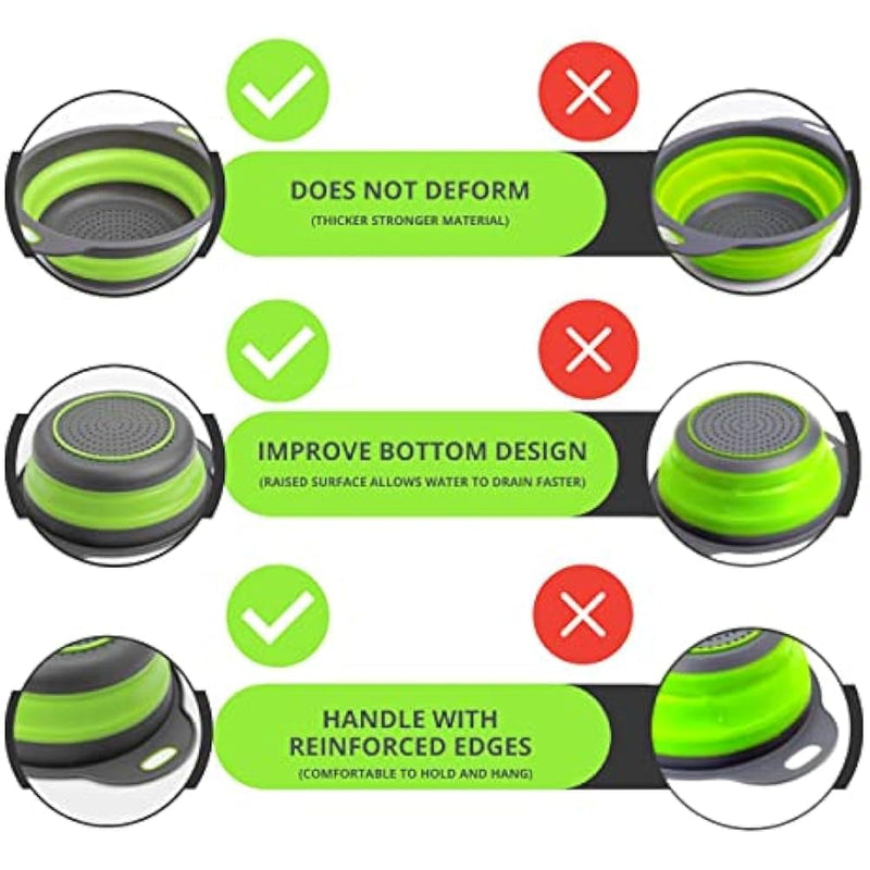 Round Collapsible Colander with Plastic Handles Round Silicone Kitchen Strainers Foldable Kitchen Strainer Perfect for Draining Pasta Vegetable and Fruit (Multicolor) (1 pcs)