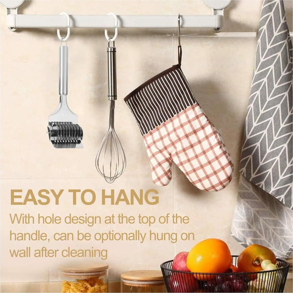 Stainless Steel Noodle Lattice Roller | Handheld Dough Cutter Kitchen Tools Baking Pastry Tool for Noodle Cutter Roller