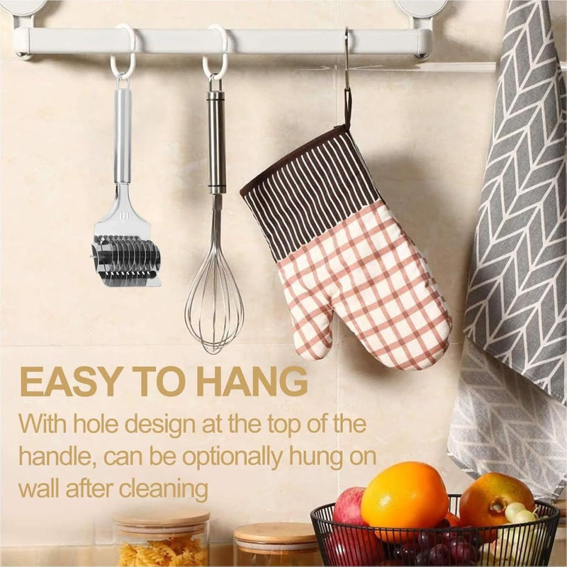 Stainless Steel Noodle Lattice Roller | Handheld Dough Cutter Kitchen Tools Baking Pastry Tool for Noodle Cutter Roller