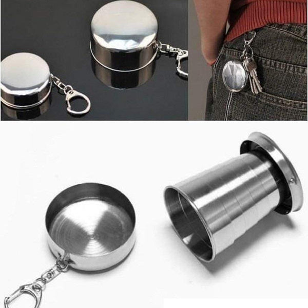 250ml Stainless Steel Folding Travel Cup – Portable Collapsible Camping Mug, Expandable Water Glass for Outdoor Hiking, Backpacking, Office & Daily Use (1 Pc)