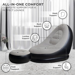 Inflatable Recliner air Cushion Sofa with Household Air Pump, Portable Waterproof and Leak-Proof, Suitable for Indoor/Outdoor, Camping, Traveling