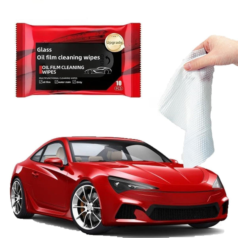 Car Glass Oil Film Removal Wipes pack of 10 pcs, Automotive Oil/Fog Cleaning Wipes for Windshield, Window Wipes Car Glass Cleaner Wipes, Multifunctional Wet Wipes