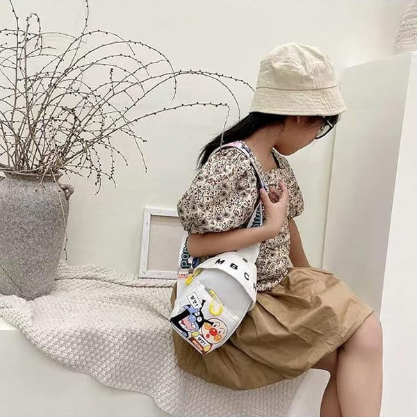 Cute Small Canvas Cotton Sling Bag Daypack Crossbody Sling Bag Travel Hiking Chest Bag Casual Daypack for Boys Girls