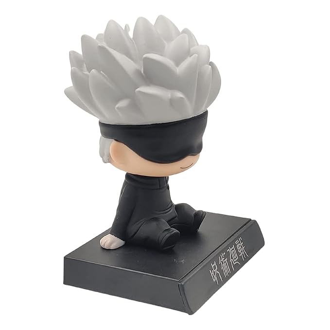 Super Hero Satoru Gojo Jujutsu Kaisen Action Figure Limited Edition Bobblehead with Mobile Holder for Car Dashboard, Office Desk & Study Table (Pack of 1)