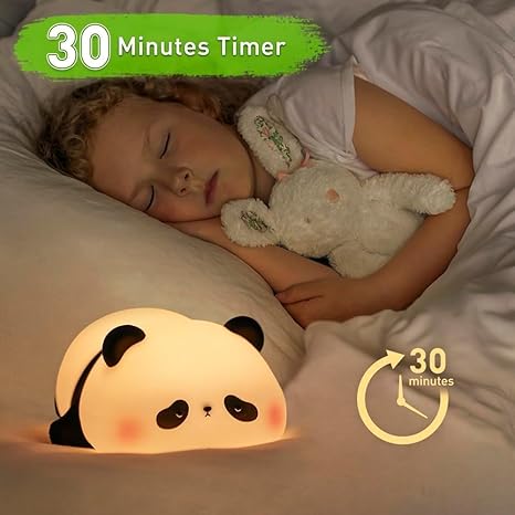 Panda Night Lamp Silicone Touch Color Changing LED Rechargeable Night Light for Kids, Gifts for Girls & Boys | Cute Unisex Bedroom Decor