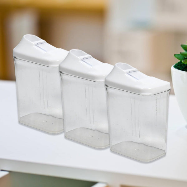 Kitchen Storage Jars & Container Set – 3-Piece Transparent Plastic Jars for Home and Kitchen