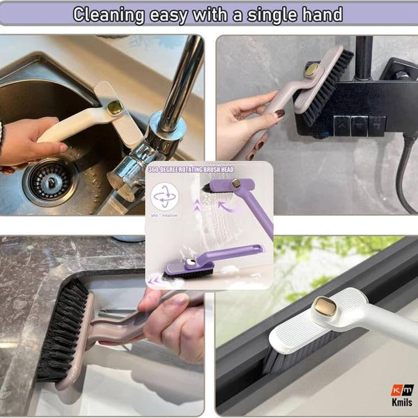 Multi-Function Bathroom Plastic Cleaning Brush,Tiles Cleaning Brush,Hard Bristle Rotating Crevice Gap Cleaning Brushes For Bathroom,Floor Cleaner Brush(Multi Colour)